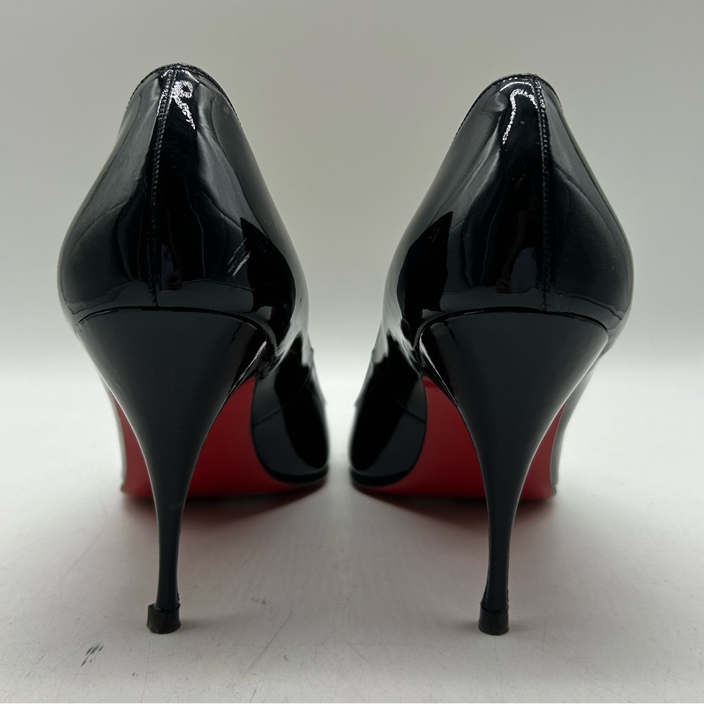 Christian Louboutin black patent leather heels pointed toe